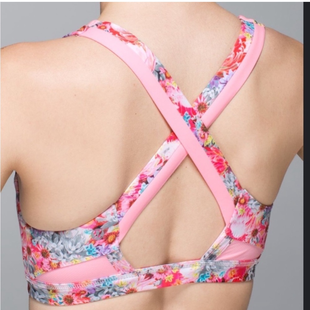 Lululemon Run Your Stuff II Floral Multi-Color Sports Bra Size 8 - Picture 3 of 8